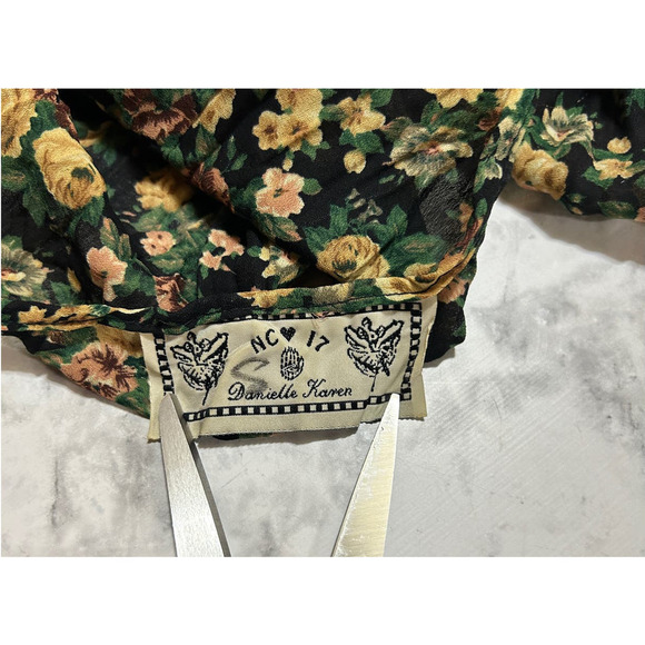 Danielle Karen Sheer Maxi 90 VTG Dress S/M Buttons Ditsy Floral Grunge Cottage - Picture 6 of 11